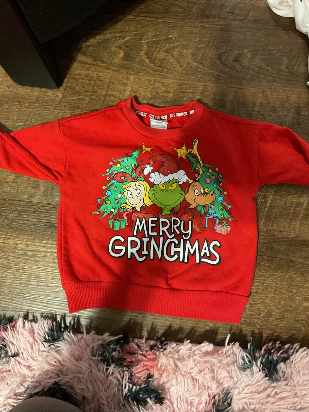 Target Red 'Merry Grinchmas' Kids Sweatshirt with Holiday Graphic